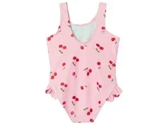 Klassik badedragt i lyserød med kirsebærprint og flæsedetalje fra Name It 13239622 pink frosting 